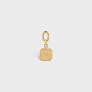 Celine 16 CHARM in Brass Leather Goods Accessories Gold | CL-592923