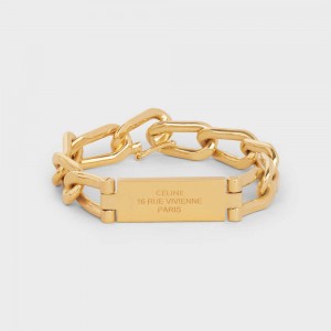 Celine 16 Rue Vivienne Gourmette in Brass with Gold Finish Bracelets Gold | CL-592212