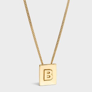 Celine Alphabet B in Brass with Gold finish Necklaces Gold | CL-592265