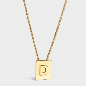 Celine Alphabet D in Brass with Gold finish Necklaces Gold | CL-592267