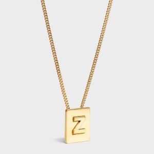 Celine Alphabet Z in Brass with Gold finish Necklaces Gold | CL-592289