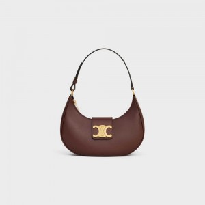 Celine Ava Soft Bag in Smooth Calfskin Triomphe Chestnut | CL-593173