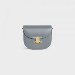 Celine BESACE CLEA in shiny calfskin Triomphe Blue Grey | CL-593220