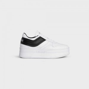 Celine BLOCK SNEAKERS WITH WEDGE OUTSOLE in CALFSKIN Sneakers Optic White / Black | CL-592546