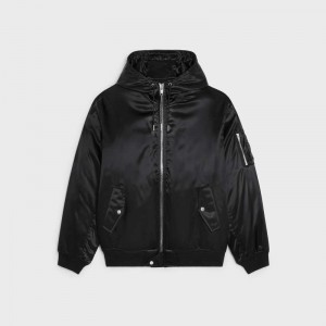 Celine BOMBER IN SATIN-FINISH NYLON Blousons Black | CL-591956