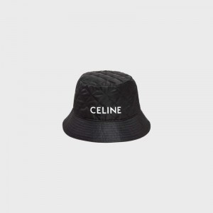 Celine BUCKET IN NYLON TWILL Hat Black | CL-591706