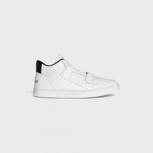 Celine C02 MID WITH VELCRO in CALFSKIN Sneakers Optic White / Black | CL-591912