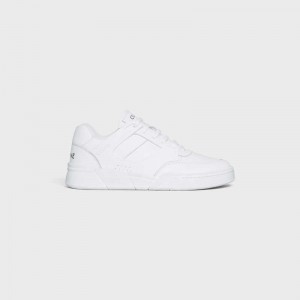 Celine C07 TRAINER LOW LACE-UP in CALFSKIN Sneakers Optic White | CL-591900