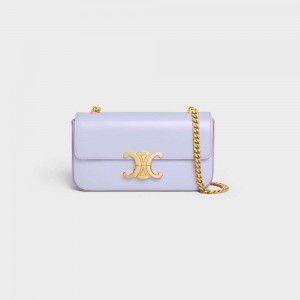 Celine CHAIN SHOULDER BAG in shiny calfskin Triomphe Light Lavender | CL-593232