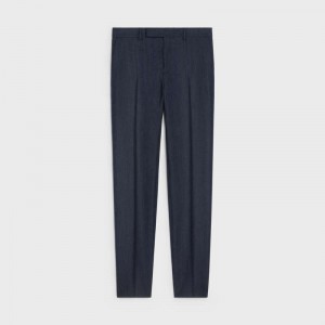 Celine CLASSIC STRIPED FLANNEL Trousers NAVY/CRAIE | CL-592026