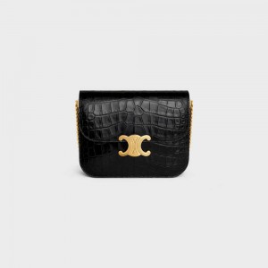 Celine COLLEGE bag in Niloticus Crocodile Triomphe Black | CL-593170