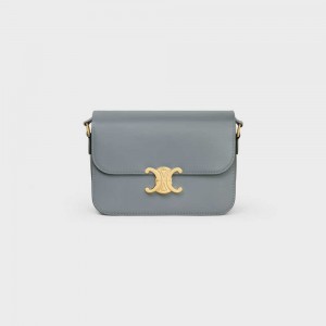 Celine Classique Bag in shiny calfskin Triomphe Blue Grey | CL-593187