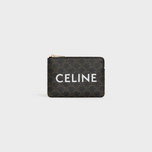 Celine CoAnd Card Pouch Triomphe Canvas Card Holders Black | CL-592957