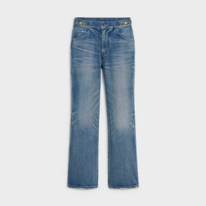 Celine DYLAN FLARED JEANS WITH SIGNATURE IN UNION WASH DENIM Pants UNION WASH | CL-592717