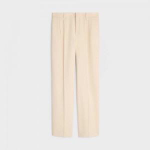 Celine Jude double-pleated in silk Panama Pants Ivory | CL-592738