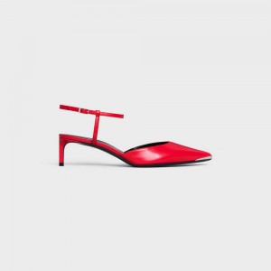 Celine KITTEN WITH METAL TOE in KIDSKIN Pumps Pop Red | CL-592566