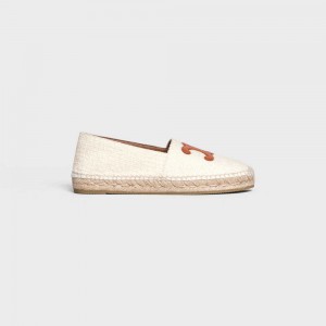 Celine LES ESPADRILLES WITH TRIOMPHE SIGNATURE in TWEED & CALFSKIN Loafers Cream | CL-592540