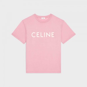 Celine LOOSE IN COTTON JERSEY T-shirts Blossom pink/ off white | CL-592794