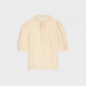 Celine Lavallière blouse in silk Shirts Metal Blanc | CL-592820