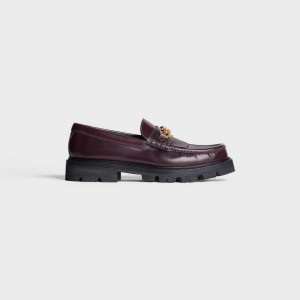 Celine MARGARET WITH TRIOMPHE CHAIN in POLISHED BULL Loafers Burgundy | CL-592522