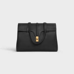 Celine Medium Soft Bag in Supple Grained Calfskin 16 Black | CL-593263