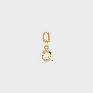 Celine Q CHARM in Brass Leather Goods Accessories Gold | CL-592936