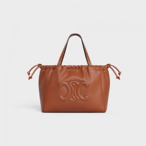 Celine SMALL DRAWSTRING CUIR TRIOMPHE in Smooth Calfskin Cabas Tan | CL-593090