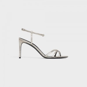 Celine SOIR in Lizard stamped metalized calfskin Sandals Platinium | CL-592597