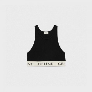 Celine SPORTS BRA IN ATHLETIC KNIT Sweatshirts BLACK / CREAM | CL-592808