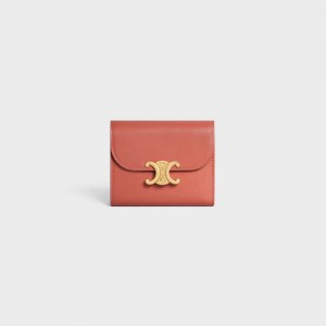 Celine Small TRIOMPHE in Shiny calfskin Wallets LYCHEE | CL-592968