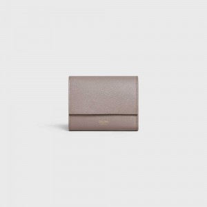 Celine Small trifold in Grained calfskin Wallets Pebble | CL-593004