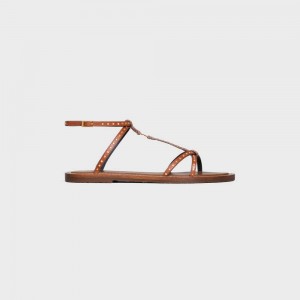 Celine TAILLAT FLAT WITH STUDS in CALFSKIN - VEGETAL TANNING & STUDS Sandals Tan | CL-592587