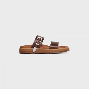 Celine TIPPI in CALFSKIN - VEGETAL TANNING Sandals Dark Brown | CL-591889