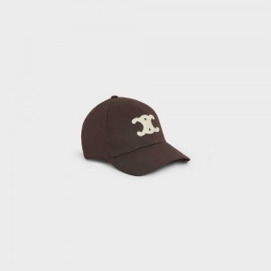 Celine TRIOMPHE BASEBALL IN COTTON Cap Cacao | CL-592352