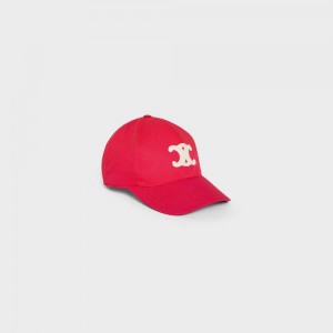 Celine TRIOMPHE BASEBALL IN COTTON Cap ROUGE VIF | CL-592355