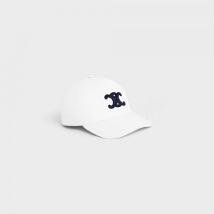 Celine TRIOMPHE BASEBALL IN COTTON Cap White | CL-592358