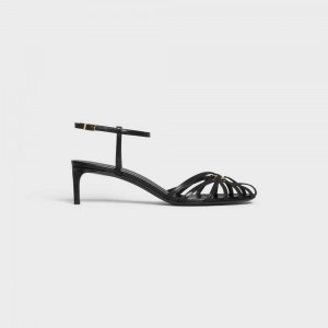 Celine TRIOMPHE in LAMBSKIN Sandals Black | CL-592601