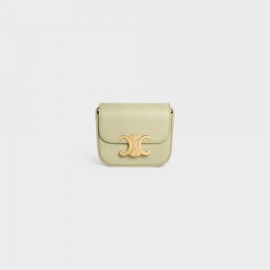 Celine TRIOMPHE in Shiny calfskin Mini Bags ALMOND GREEN | CL-593013