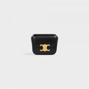 Celine TRIOMPHE in Shiny calfskin Mini Bags Black | CL-593008