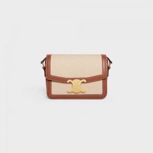 Celine Teen Bag in TEXTILE AND CALFSKIN Triomphe Natural / Tan | CL-593194