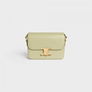 Celine Teen Bag in shiny calfskin Triomphe ALMOND GREEN | CL-593202