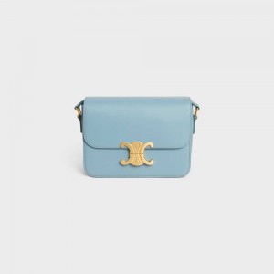 Celine Teen Bag in shiny calfskin Triomphe California Blue | CL-593201