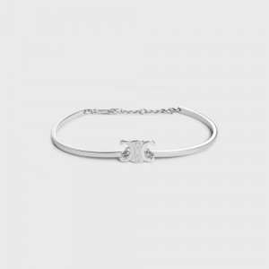 Celine Triomphe Articulated in Brass with Rhodium Finish Bracelets Silver | CL-592210