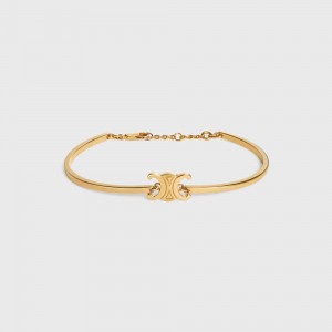 Celine Triomphe Articulated in Brass with Gold Finish Bracelets Gold | CL-592209