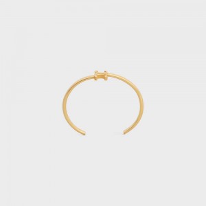 Celine Triomphe Asymmetric Cuff in Brass with Gold Finish Bracelets Gold | CL-592199