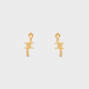 Celine Triomphe Asymmetric Hoops in Brass with Gold Finish Earrings Gold | CL-592295