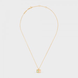 Celine Triomphe Cube in Brass with Gold Finish and Colored Enamel Necklaces Gold & Multicolour | CL-592256