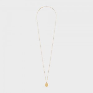 Celine Triomphe Folk Pearl in Brass with Gold Finish and Resin Pearls Necklaces Gold / Ivory | CL-592257