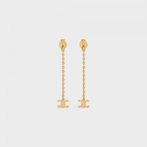 Celine Triomphe Mini Triomphe in Brass with Gold Finish Earrings Gold | CL-592301