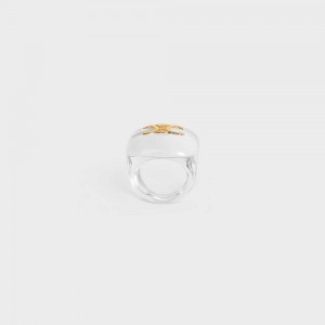 Celine Triomphe in Plexiglass and Brass with Gold Finish Rings Transparent & Gold | CL-592184